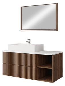 Set baie Nauta, Marmură albă, Nuc, MDF, PAL laminat