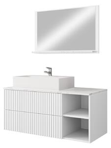 Set baie Nauta, Marmură albă, Alb, MDF, PAL laminat