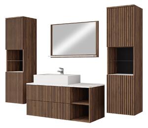 Set baie Nauta II, Marmură albă, Nuc, MDF, PAL laminat