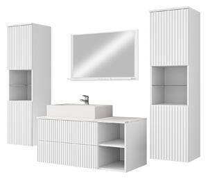 Set baie Nauta II, Marmură albă, Alb, MDF, PAL laminat