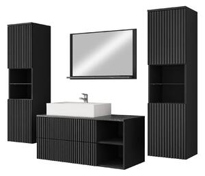 Set baie Nauta II, Marmură neagră, Negru, MDF, PAL laminat