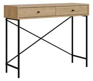 Masă consolă în culoare naturală cu blat cu aspect de lemn de stejar 35x110 cm Titan – Marckeric
