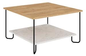 Măsuță de cafea albă/în culoare naturală cu blat cu aspect de lemn de stejar 80x80 cm Tonka – Marckeric