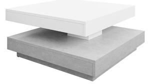 Măsuță de cafea extensibila Comfivo Pisces, Beton, Alb, PAL laminat, 34x70x70cm, 20 kg