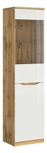 Raft Avifera 105, Alb lucios, Stejar Wotan, PAL laminat, 198x50x40cm