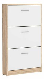 Dulap pantofi Novsore 113, Stejar Sonoma, Alb, PAL laminat, 121x70x18cm, 20.7 kg