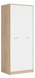 Dulap Novsore 120, Stejar Sonoma, Alb, 197x80x55cm, 55.35 kg, Uși dulap: Cu balamale, Numărul de rafturi: 1, Numărul de rafturi: 1