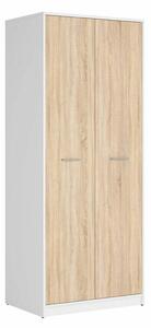 Dulap Novsore 120, Stejar Sonoma, Alb, 197x80x55cm, 55.35 kg, Uși dulap: Cu balamale, Numărul de rafturi: 1, Numărul de rafturi: 1