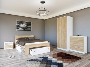 Set dormitor Novsore 147, Alb, Stejar Sonoma, PAL laminat