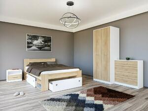 Set dormitor Novsore 147, Stejar Sonoma, Alb, PAL laminat