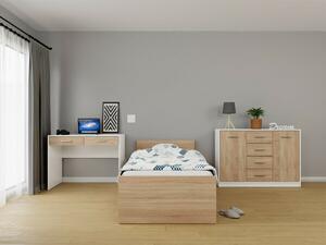 Set dormitor Novsore 149, Alb, Stejar Sonoma, PAL laminat