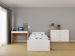 Set dormitor Novsore 149, Alb, Stejar Sonoma, PAL laminat