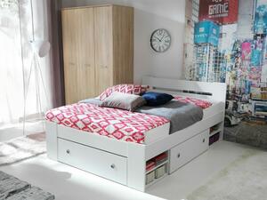Set dormitor Novsore 158, Alb, Stejar Sonoma, PAL laminat