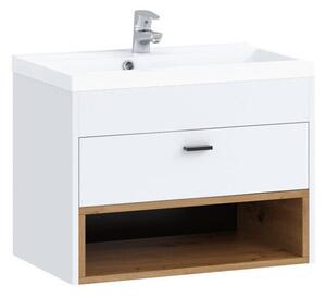 Cabinet atârnat pentru baie Velum, Alb, Stejar artizan, PAL laminat, 45x60x35cm, 20.3 kg