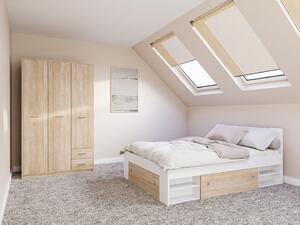 Set dormitor Novsore 158, Alb, Stejar Sonoma, PAL laminat
