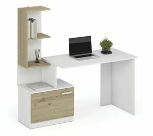 Birou Houston 1948, Alb, Stejar artizan, PAL laminat, 75x144x60cm, 34 kg