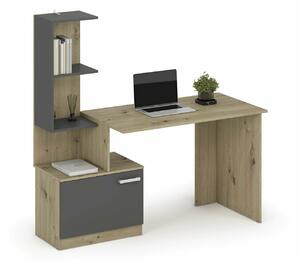 Birou Houston 1948, Grafit, Stejar artizan, PAL laminat, 75x144x60cm, 34 kg