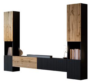 Set de living Species III, Stejar Wotan, Negru, PAL laminat, MDF