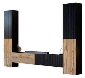 Set de living Species II, Stejar Wotan, Negru, PAL laminat, MDF
