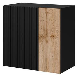 Dulap de perete Species I, Stejar Wotan, Negru, PAL laminat, MDF, 50x50x30cm, 11.5 kg