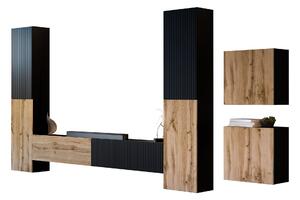 Set de living Species V, Negru, Stejar Wotan, PAL laminat, MDF