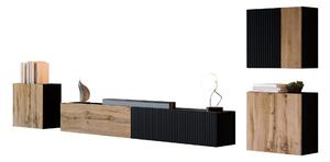 Set de living Species IV, Stejar Wotan, Negru, PAL laminat, MDF