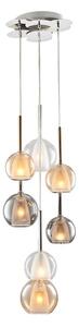 Candelabru MUSCAT cu cablu 7xE14/40W/230V fumuriu/auriu/transparent