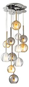 Lustră pe cablu MUSCAT 12xE14/40W/230V fumuriu/auriu/transparent