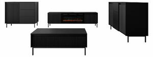 Set de living Comfivo Delruva III, Negru, PAL laminat, MDF