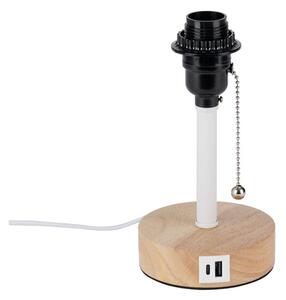 Brilagi - Lampă de masă TABLON cu port USB 1xE27/25W/230V stejar/alb