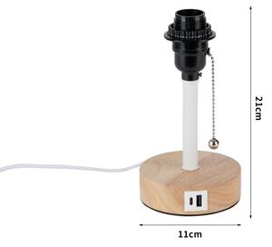 Brilagi - Lampă de masă TABLON cu port USB 1xE27/25W/230V stejar/alb