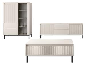 Set de living Comfivo Delruva V, Cașmir, PAL laminat, Sticlă călită, MDF