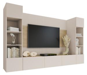 Set de living Comfivo Salix I, Bej, Stejar, PAL laminat, 150x260x38cm, 103.5 kg