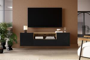 Comodă TV suspendatăă Asha 167 cm cu sertar și nișă - artisan / negru mat