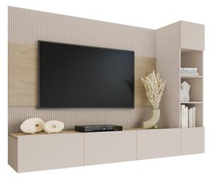 Set de living Comfivo Salix II, Bej, Stejar, PAL laminat, 150x220x38cm, 77.5 kg
