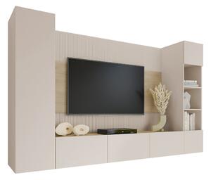 Set de living Comfivo Salix IV, Bej, Stejar, PAL laminat, 150x260x38cm