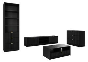 Set de living Comfivo Papilio VII, Negru, PAL laminat, MDF