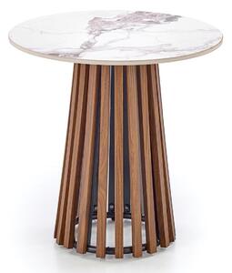 Măsuță laterală Houston 2021, Marmură albă, Nuca, MDF, 51cm, 12 kg