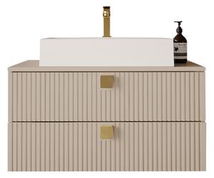 Cabinet atârnat pentru baie Panium, Maro deschis, MDF, PAL laminat, 42x80x46cm
