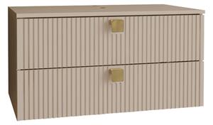 Cabinet atârnat pentru baie Panium, Maro deschis, MDF, PAL laminat, 42x80x46cm