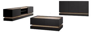 Set de living Comfivo Tilia, Stejar, Negru, PAL laminat
