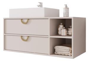 Cabinet atârnat pentru baie Sodalis, Cașmir, Auriu, PAL laminat, 45x100x47cm, 32 kg