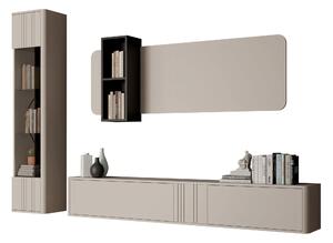 Set de living Oratio II, Negru, Cașmir, PAL laminat, Sticlă călită, MDF
