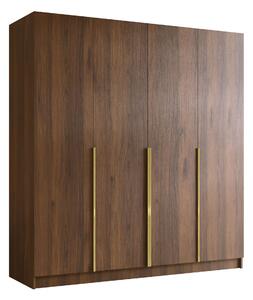 Dulap Closico Navor I, Nuc, Auriu, 215x200x58cm, 165 kg, Uși dulap: Cu balamale, Numărul de rafturi: 9, Numărul de rafturi: 9
