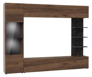 Set de living Comfivo Animus, Nuc, Marmură neagră, PAL laminat, 187x250x30cm, 92 kg