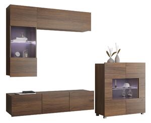 Set de living Remus III, Nuc, PAL laminat, Sticlă călită