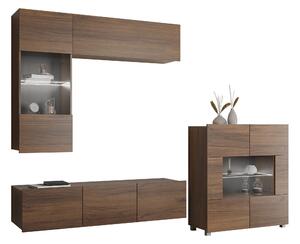 Set de living Remus III, Nuc, PAL laminat, Sticlă călită