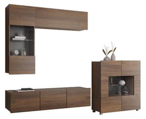 Set de living Remus III, Nuc, PAL laminat, Sticlă călită