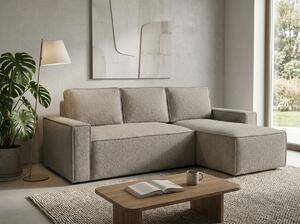 Canapea extensibila de colt SMART BOUCLE, gri-bej, reversibila, 232x143 cm