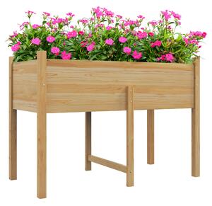 Outsunny Pat de Gradina Inaltat din Lemn 115x55x80cm cu Orificii de Scurgere pentru Legume Flori | Aosom Romania